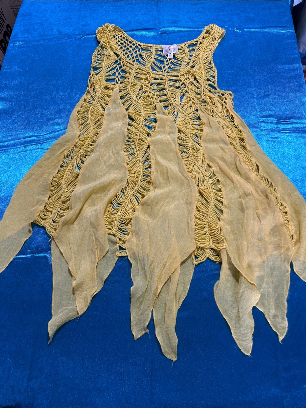 Roommates Yellow Crochet Mesh Tank Top